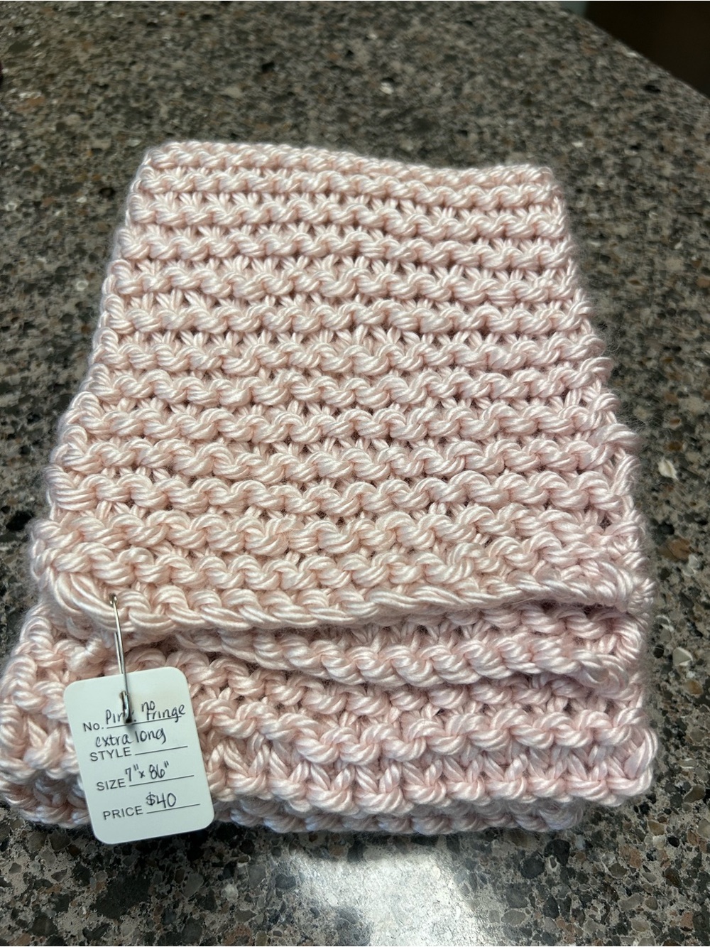 Handmade Pink Knit Scarf - Soft Chunky Stitch